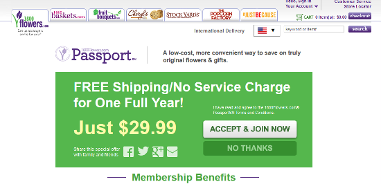 1800Flowers has a free shipping membership program